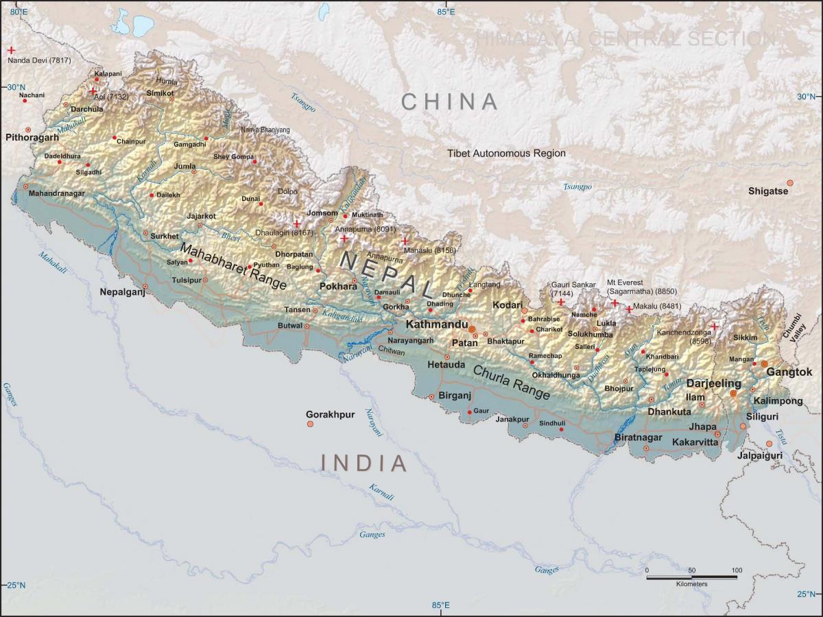 Эверест где находится в россии. Непал Гималаи на карте. Непал географическая карта. Месторасположение Непала.
