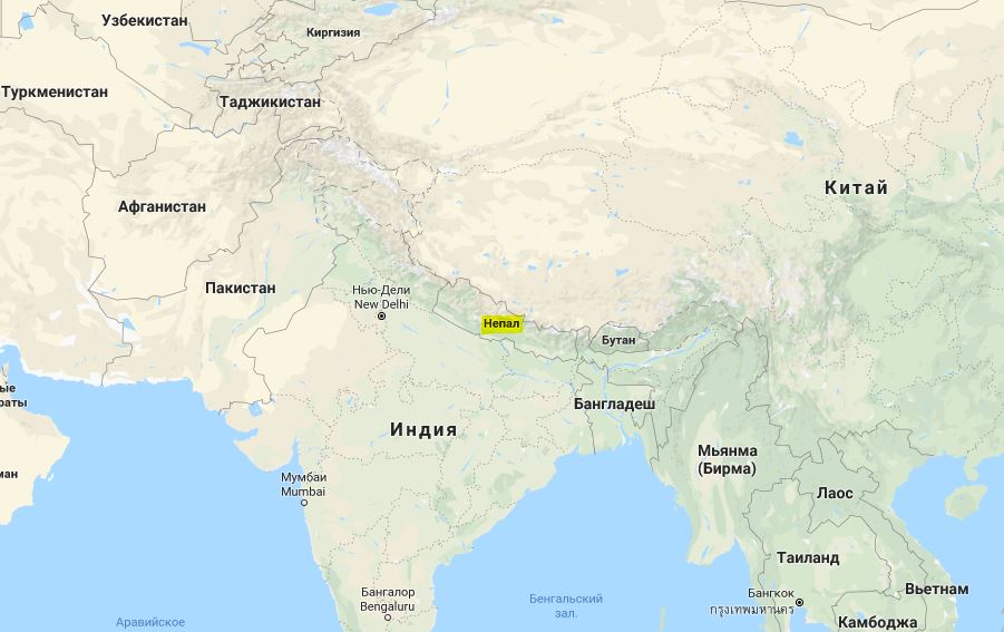 Карта непал на карте мира